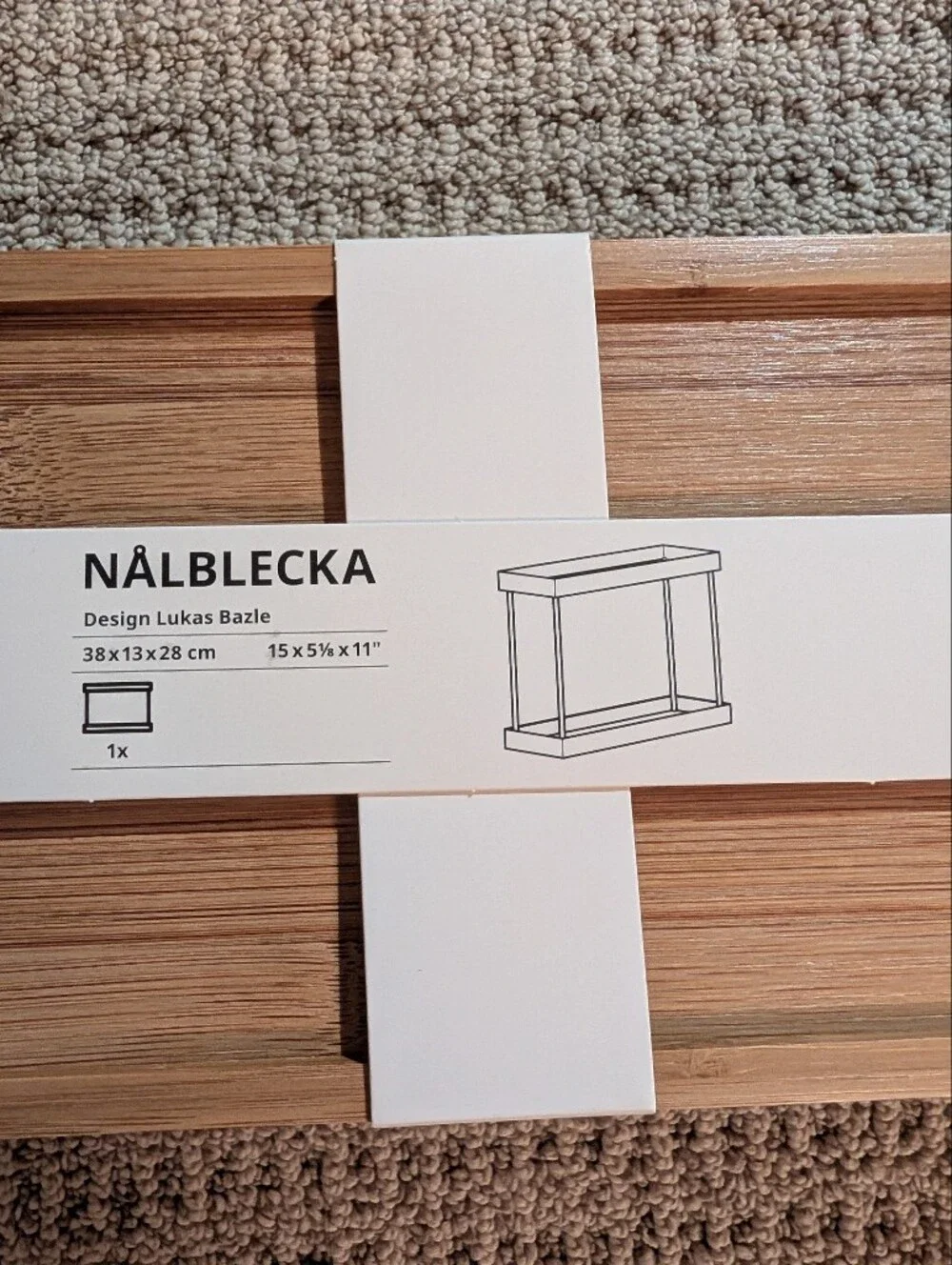 Ikea NÅLBLECKA Kitchen countertop organizer, metal/bamboo, 15x5 1/8x11 